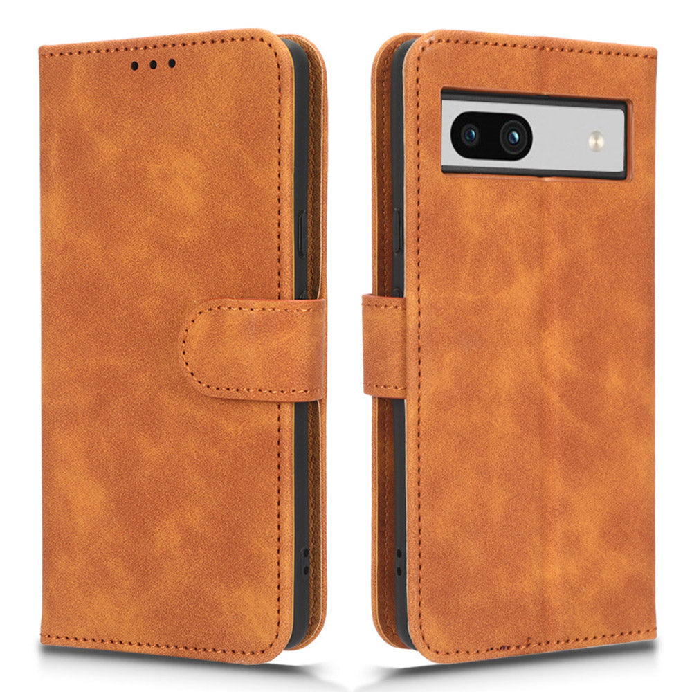 For Google Pixel 7a Skin-touch Feeling PU Leather Flip Wallet Case Full Protection Anti-wear Cell Phone Cover Stand with Wrist Strap For Google Pixel 7a Skin-touch Feeling PU Leather Flip Wallet Case Full Protection Anti-wear Cell Phone Cover Stand with Wrist Strap